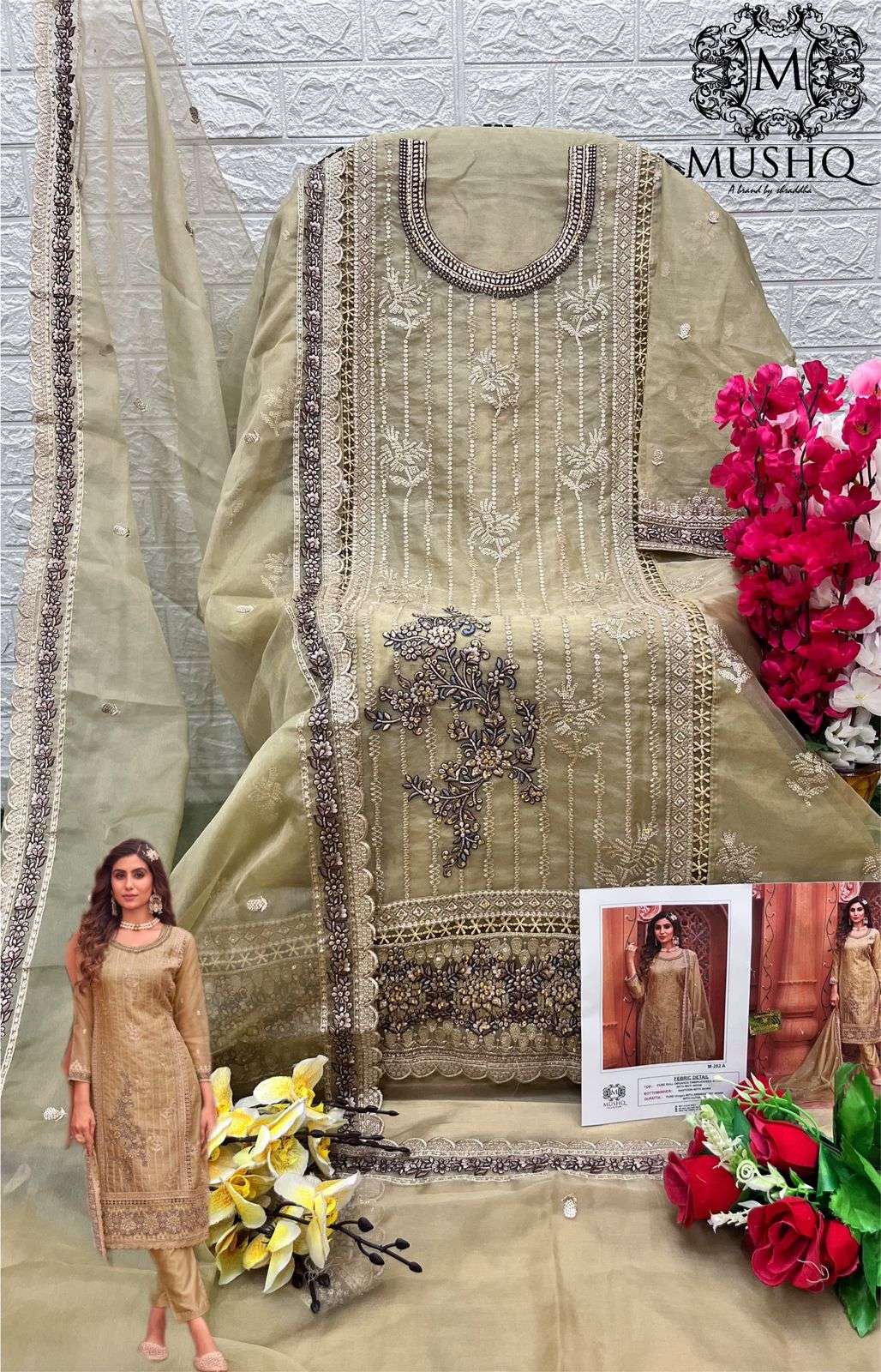 M-282 NX BY MUSHQ PURE HEAVY ORGANZA WORK PAKISTANI DRESSES