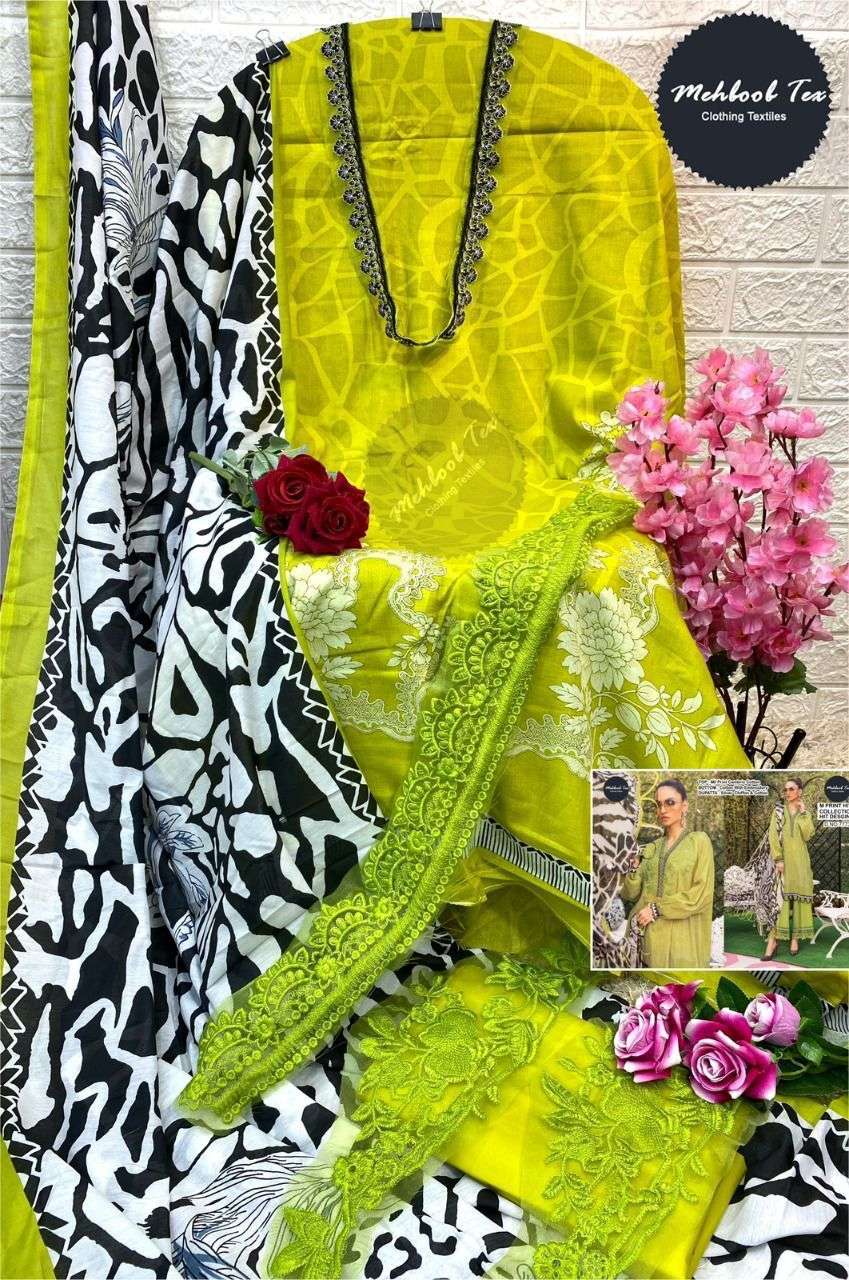 M PRINT COLLECTION HIT DESIGN 1031 BY MEHBOOB TEX HEAVY COTTON EMBROIDERED DRESS