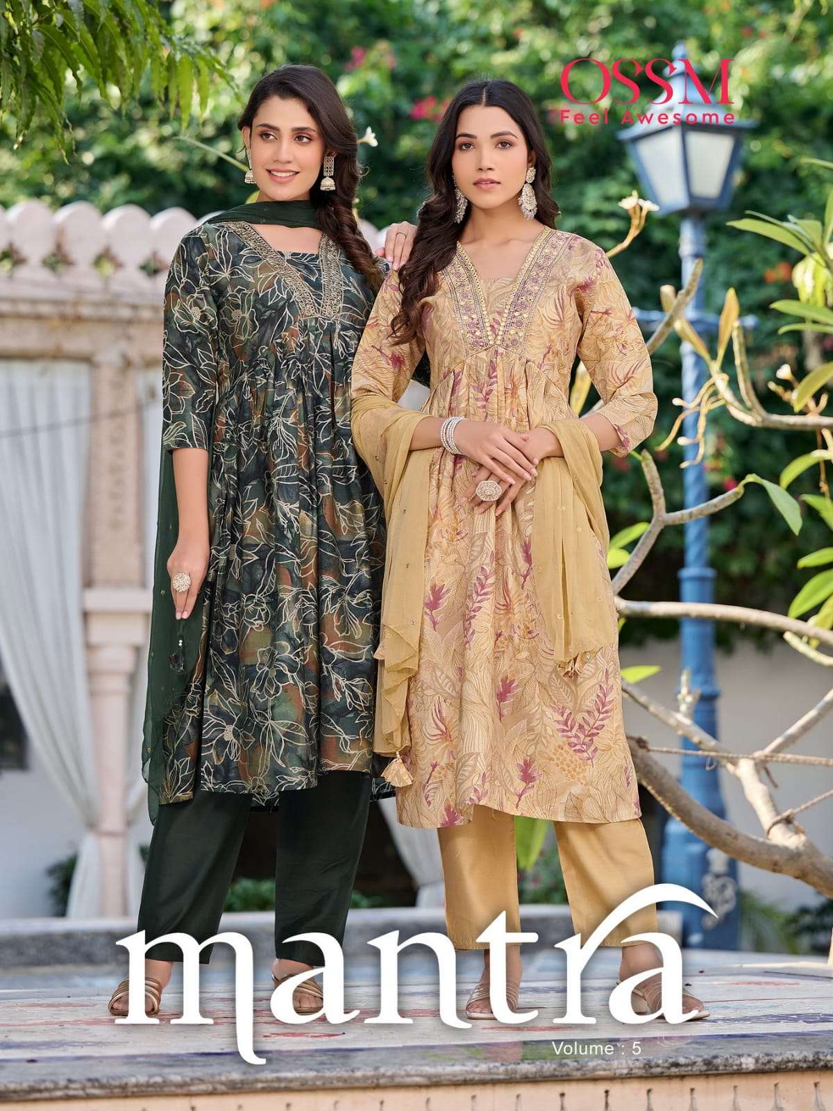 MANTRA VOL-5 BY OSSM 101 TO 106 SERIES CHANDERI EMBROIDERY STITCHED DRESSES