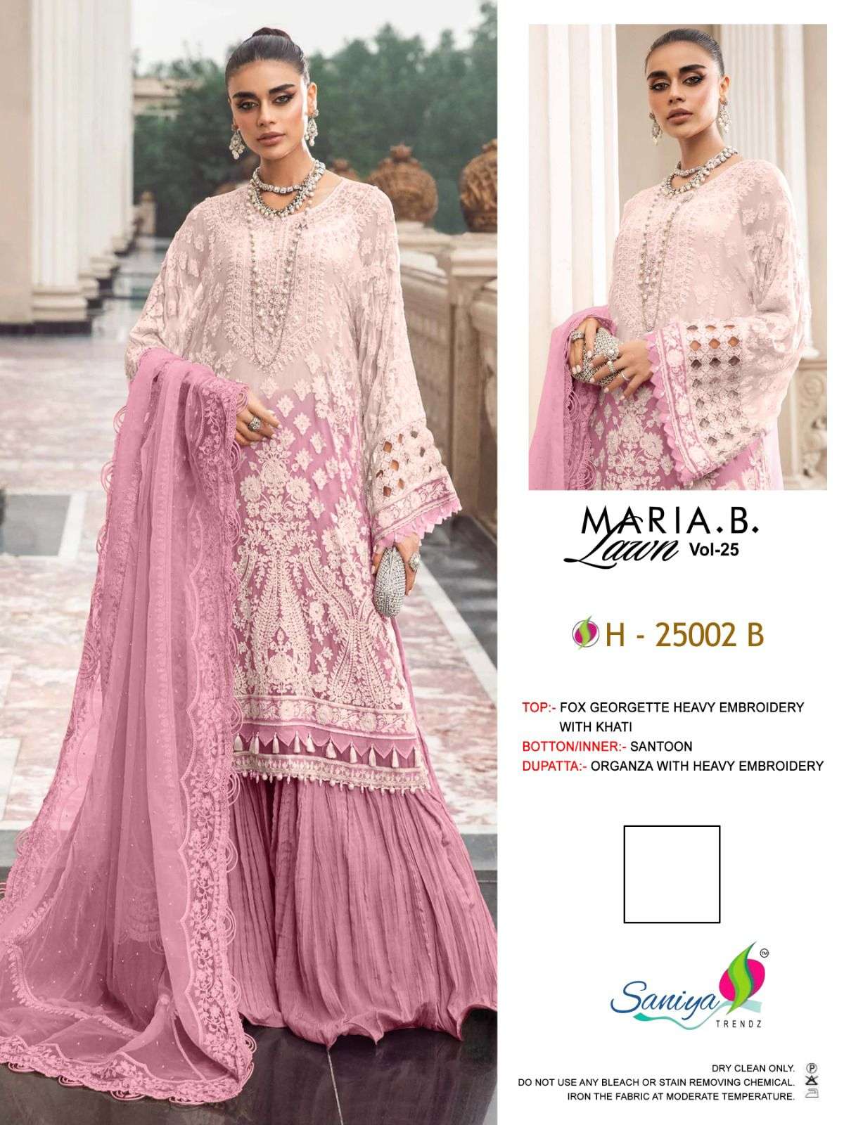 MARIA B 25002 BY SANIYA TRENDZ FOX GEORGETTE EMBROIDERY DRESSES