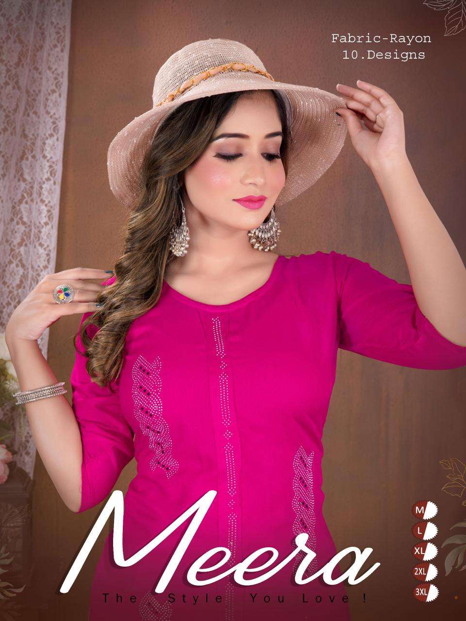 MEERA VOL-1 BY ASLIWHOLESALE 1001 TO 1010 SERIES RAYON KURTIS