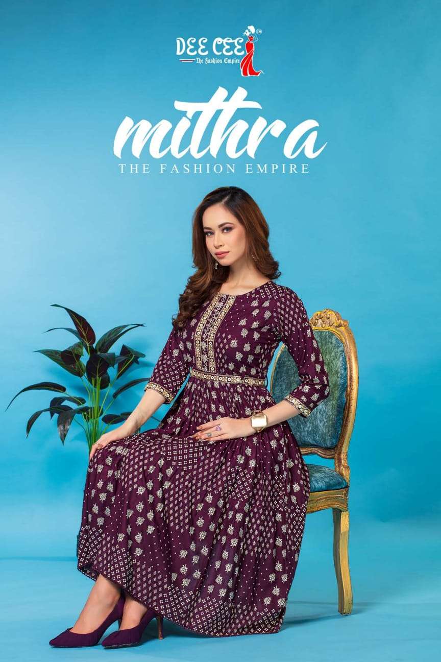 MITHRA BY DEE CEE 1001 TO 1006 SERIES DESIGNER RAYON PRINT KURTIS