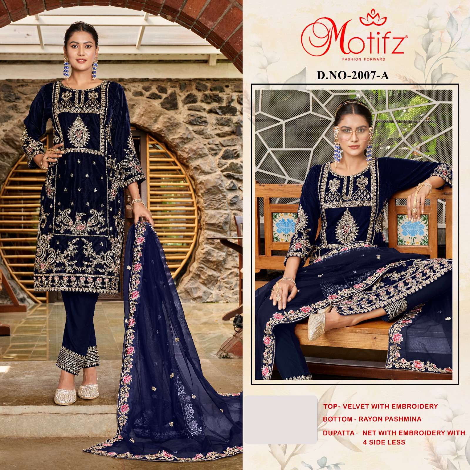 MOTIFZ 2007 COLOURS BY MOTIFZ DESIGNER VELVET EMBROIDERY DRESSES