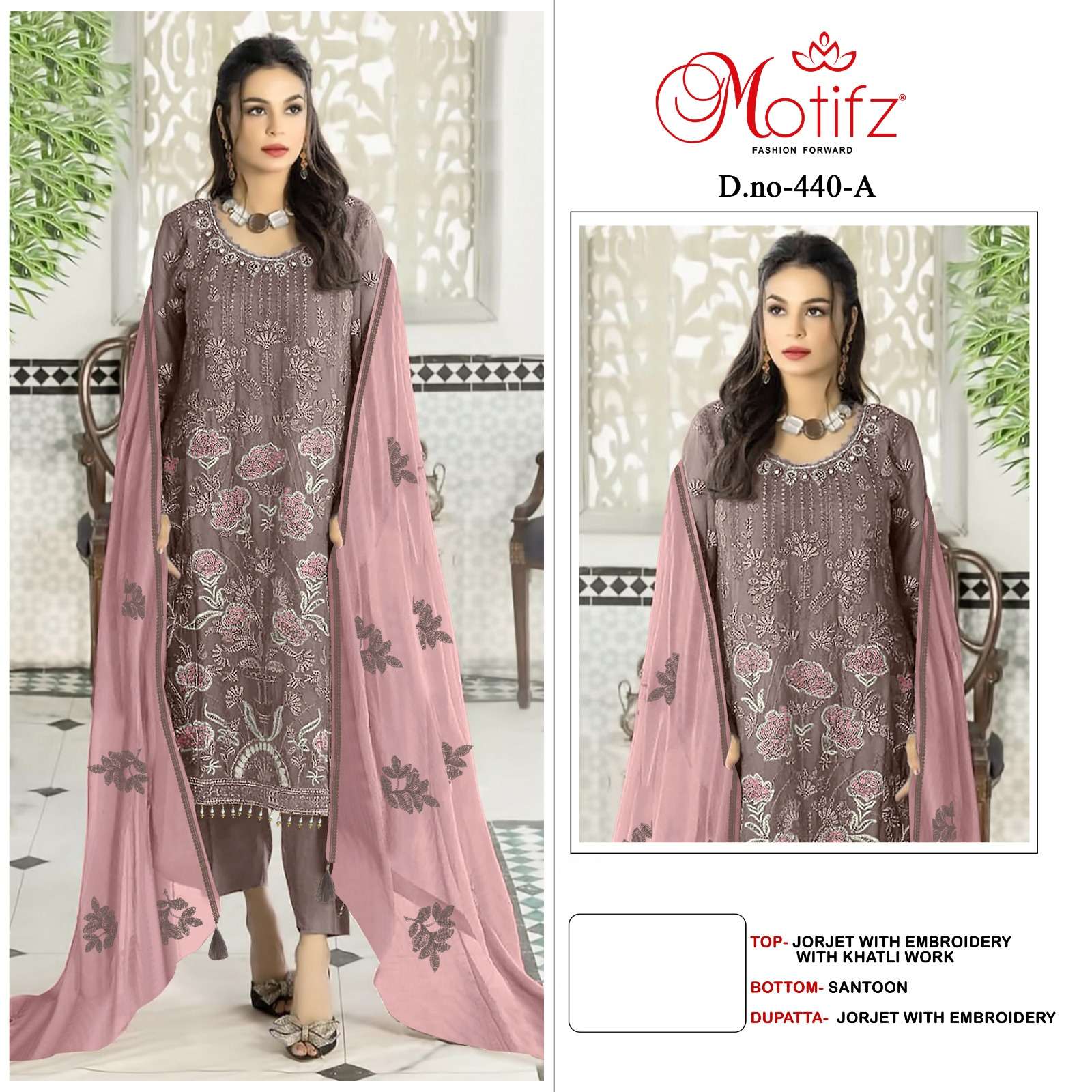 MOTIFZ 440 COLOURS BY MOTIFZ DESIGNER GEROGETTE EMBROIDERY PAKISTANI DRESSES