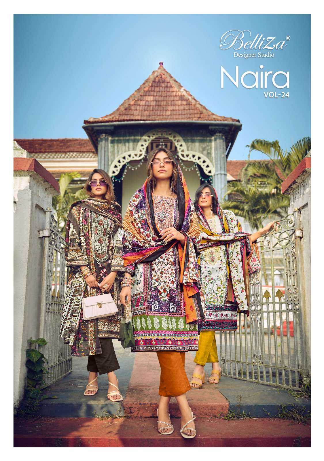 NAIRA VOL-24 BY BELLIZA 858-001 TO 858-010 SERIES COTTON EMBROIDERY DRESSES