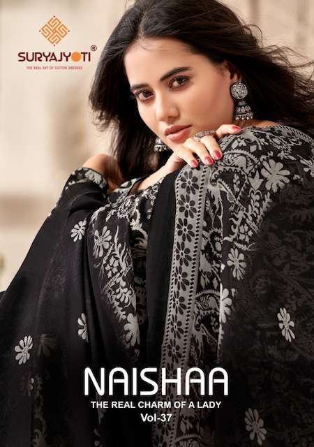 NAISHAA VOL-37 BY SURYAJYOTI 37001 TO 37010 SERIES COTTON WORK DRESSES