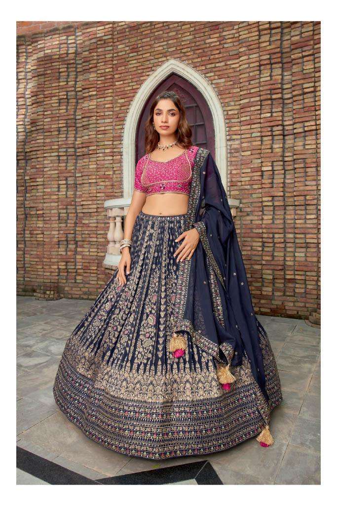 NAVKAR FUSION BY ASLIWHOLESALE FANCY BRIDAL SILK DESIGNER LEHENGAS