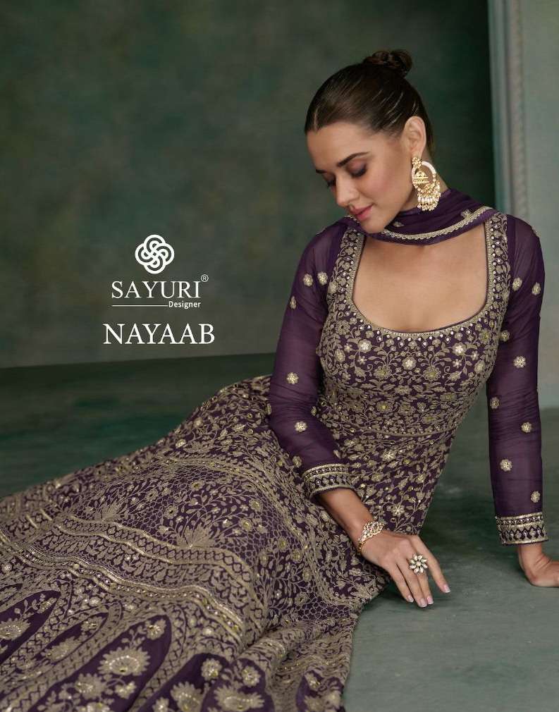 NAYAAB BY SAYURI 5348 TO 5350 SERIES GEORGETTE WORK ANARKALI GOWN