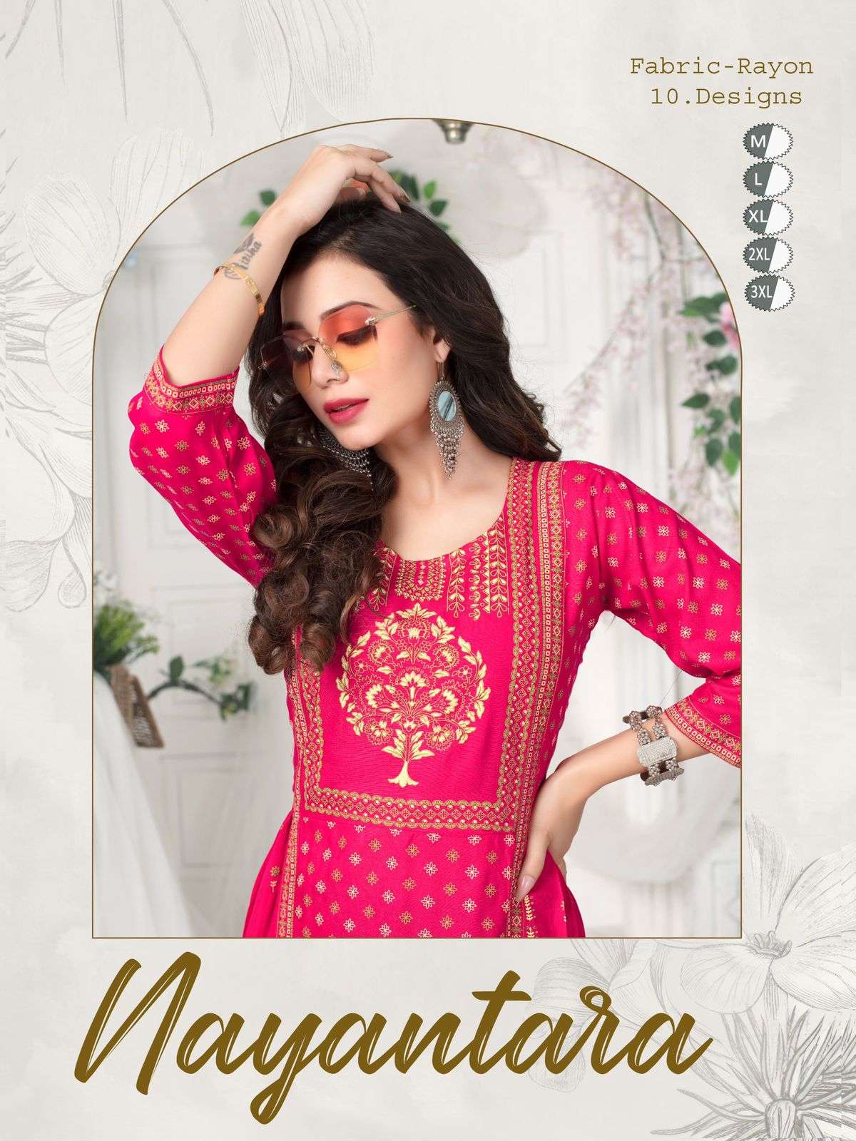 NAYANTARA VOL-1 BY ASLIWHOLESALE 1001 TO 1010 SERIES RAYON PRINT KURTIS