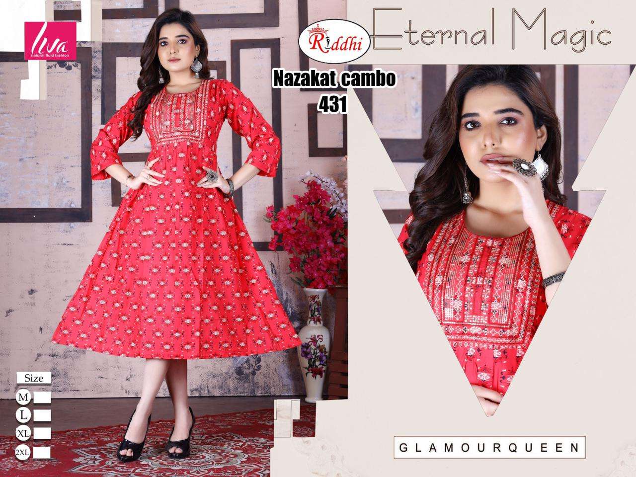 NAZAKAT BY ASLIWHOLESALE  FANCY RAYON PRINT KURTIS