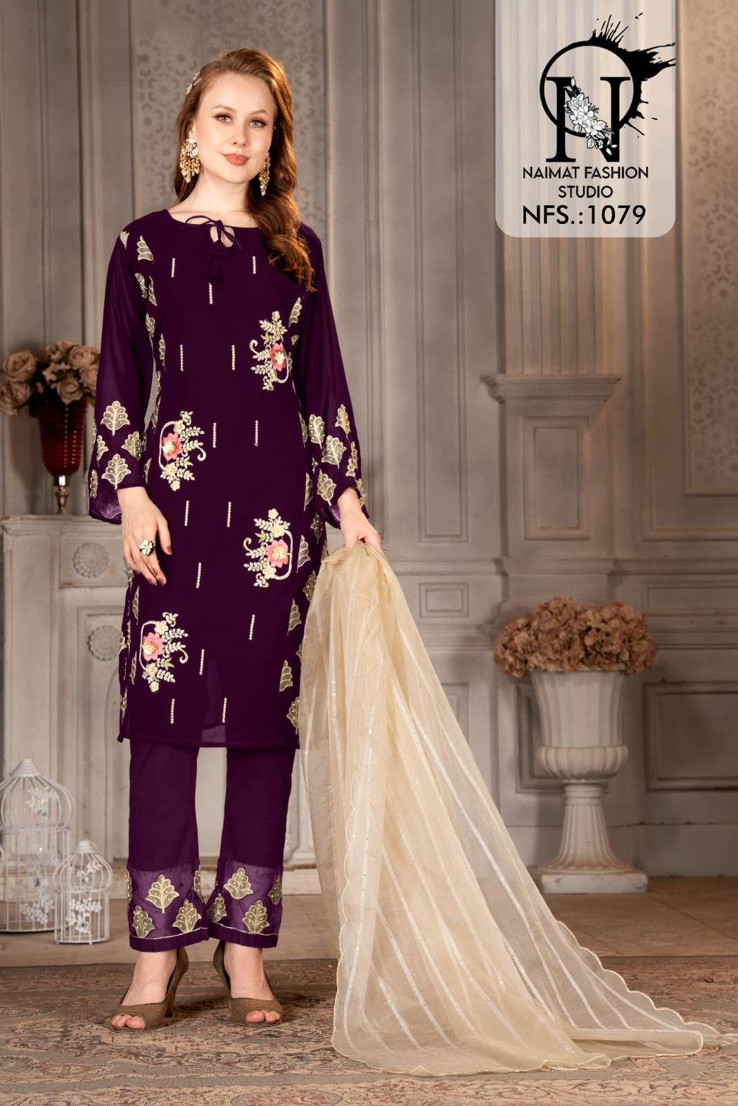 NFS 1079 COLOURS BY NAIMAT FASHION STUDIO PURE FAUX STITCHED PAKISTANI DRESSES