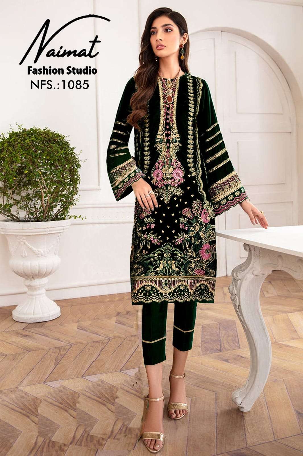 NFS 1085 COLOURS BY NAIMAT FASHION STUDIO PURE 9000 VELVET  PAKISTANI DRESSES