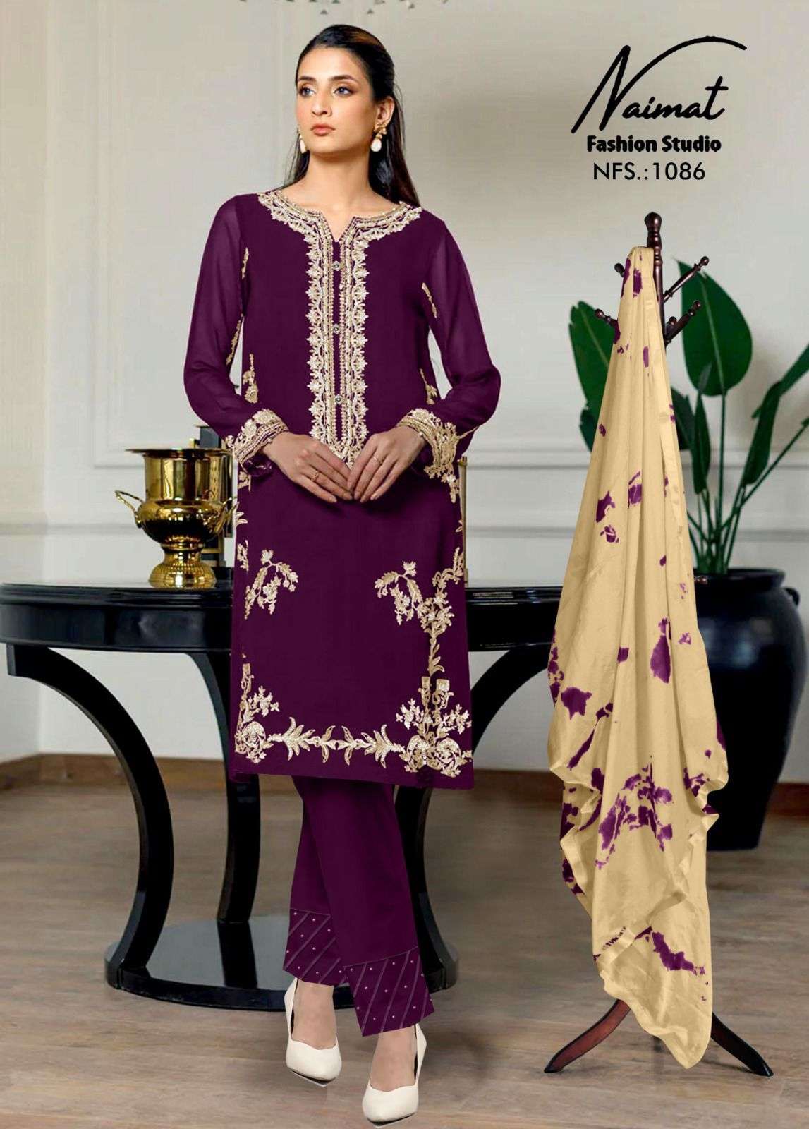 NFS 1086 COLOURS BY NAIMAT FASHION STUDIO PURE FAUX STITCHED PAKISTANI DRESSES