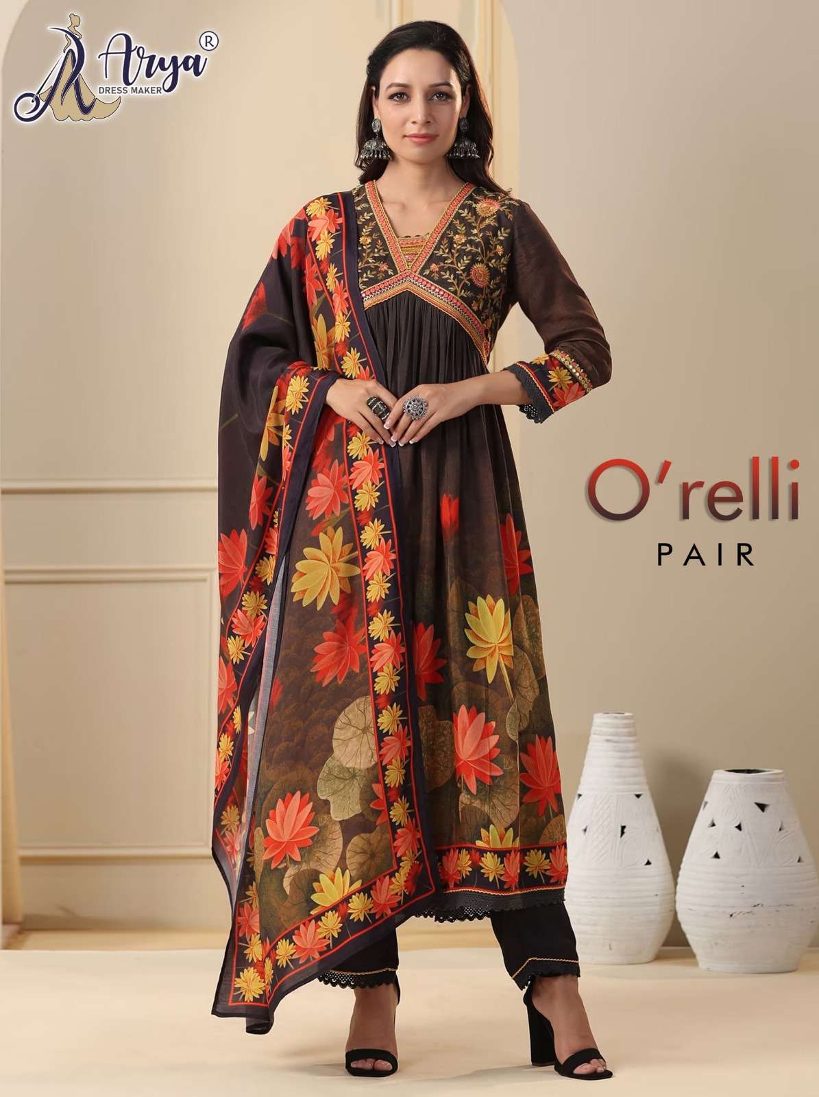 ORELLI BY ARYA DRESS MAKER DESIGNER FANCY MUSLIN PRINT DRESSES