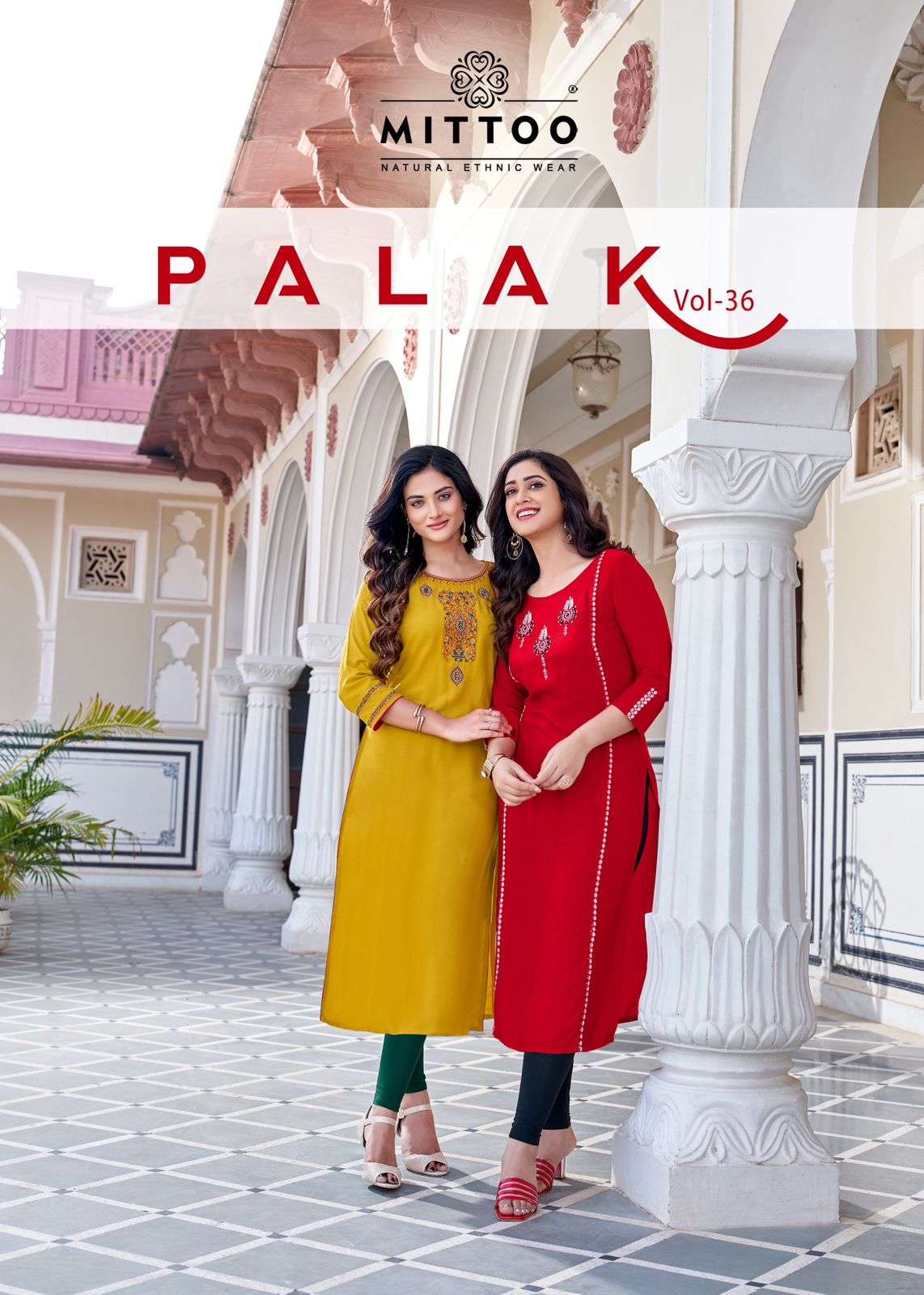 PALAK VOL-36 BY MITTOO 1307 TO 1314 SERIES HEAVY RAYON KURTIS