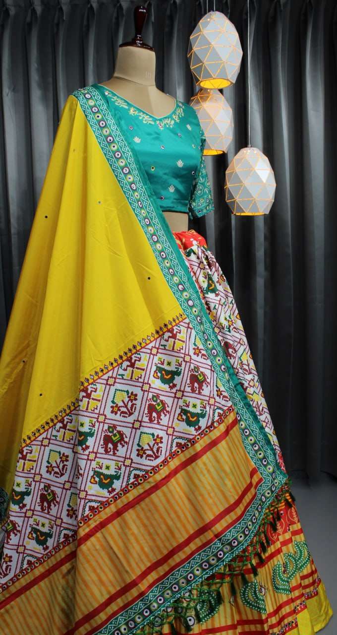 PC-1233 BY ASLIWHOLESALE DESIGNER FANCY BUTTER SILK NAVRATRI LEHENGAS