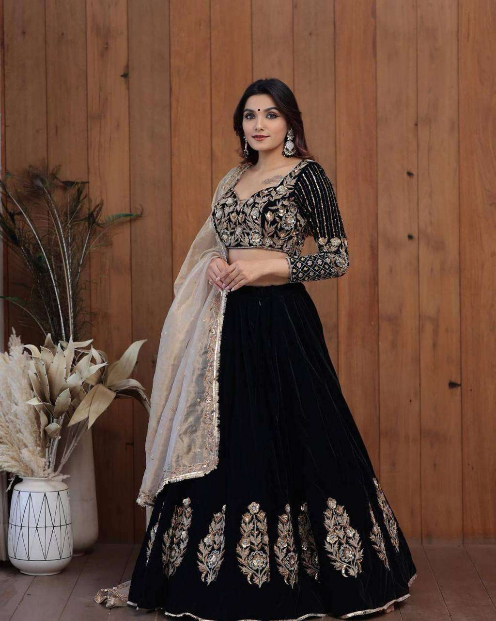 PC-238 HIT DESIGN BY ASLIWHOLESALE DESIGNER VELVET WORK LEHENGAS 