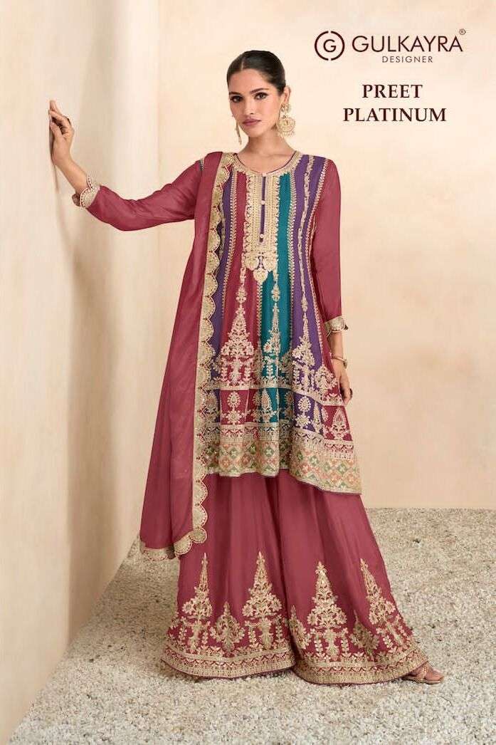 PREET PLATINUM BY GULKAYRA 7601-A TO 7601-C SERIES DESIGNER CHINON DRESSES