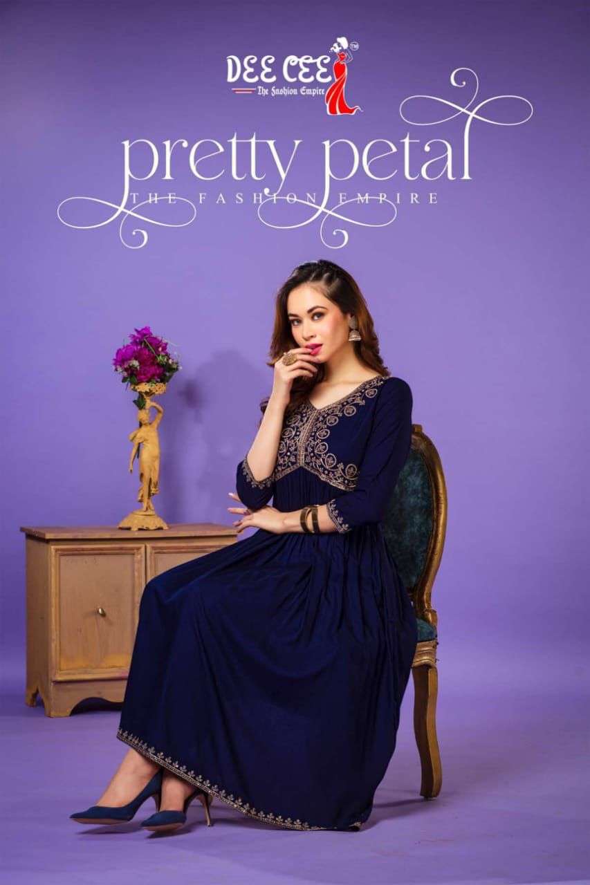 PRETTY PETAL BY DEE CEE 1001 TO 1006 SERIES DESIGNER RAYON PRINT KURTIS