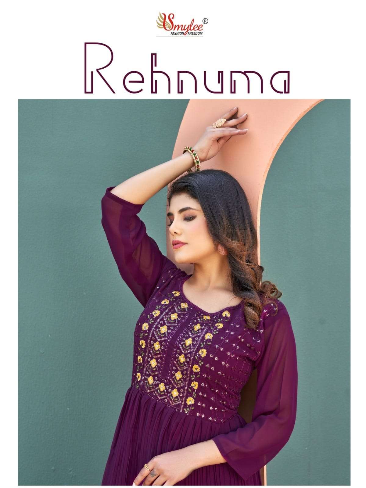 REHNUMA BY SMYLEE 1001 TO 1008 SERIES DESIGNER GEORGETTE WORK KURTIS