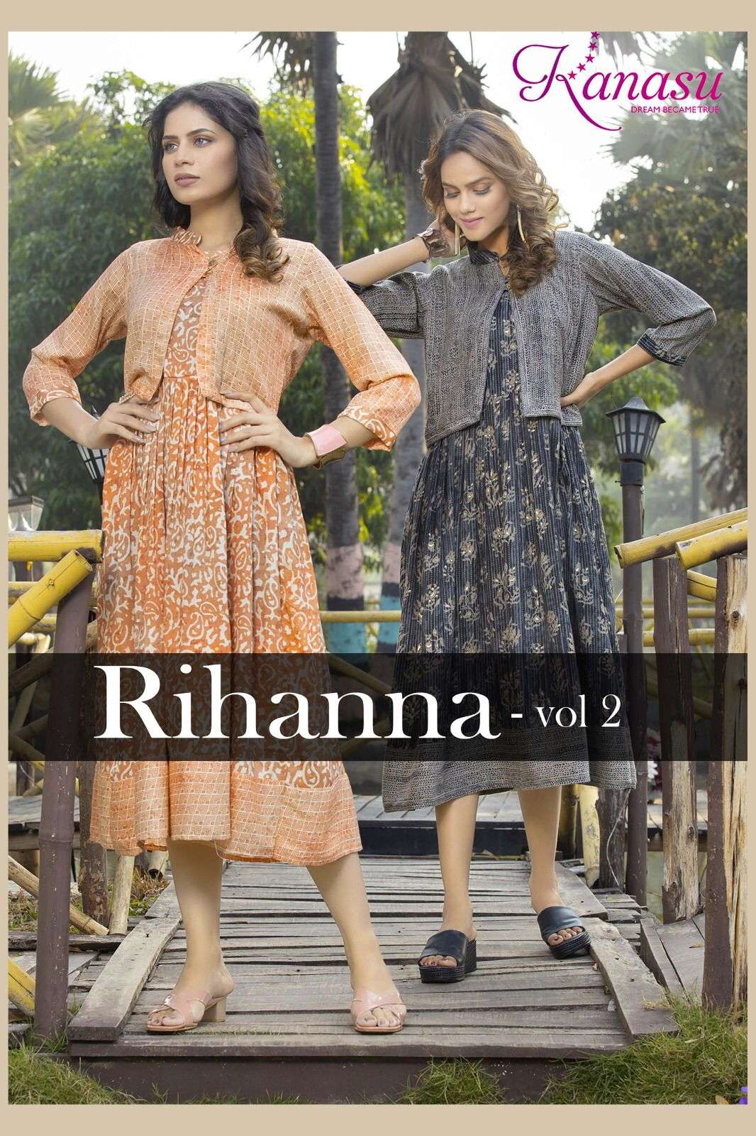 RIHANNA VOL-2 BY KANASU 1001 TO 1008 SERIES HEAVY RAYON WORK KURTIS