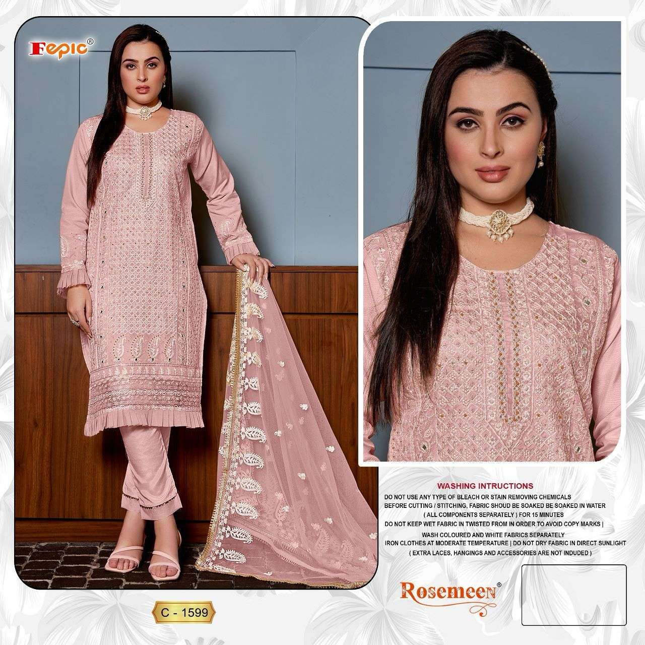 ROSEMEEN C-1599 COLOURS BY FEPIC DESIGNER ORGANZA PAKISTANI DRESSES