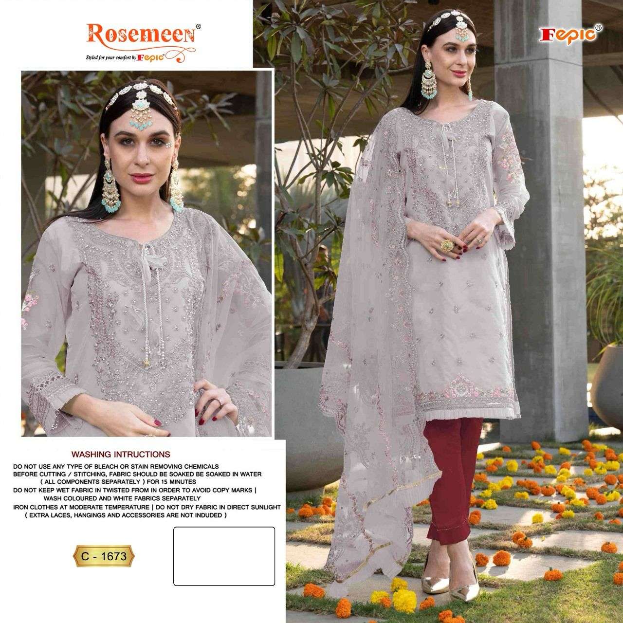 ROSEMEEN C-1673 COLOURS BY FEPIC DESIGNER ORGANZA EMBROIDERY DRESSES