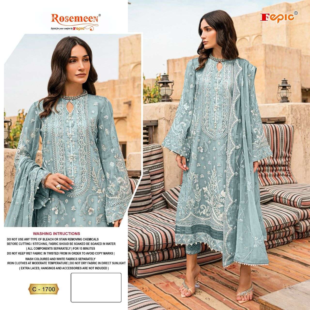 ROSEMEEN C 1700 COLOURS BY FEPIC GEORGETTE HANDWORK PAKISTANI DRESSES