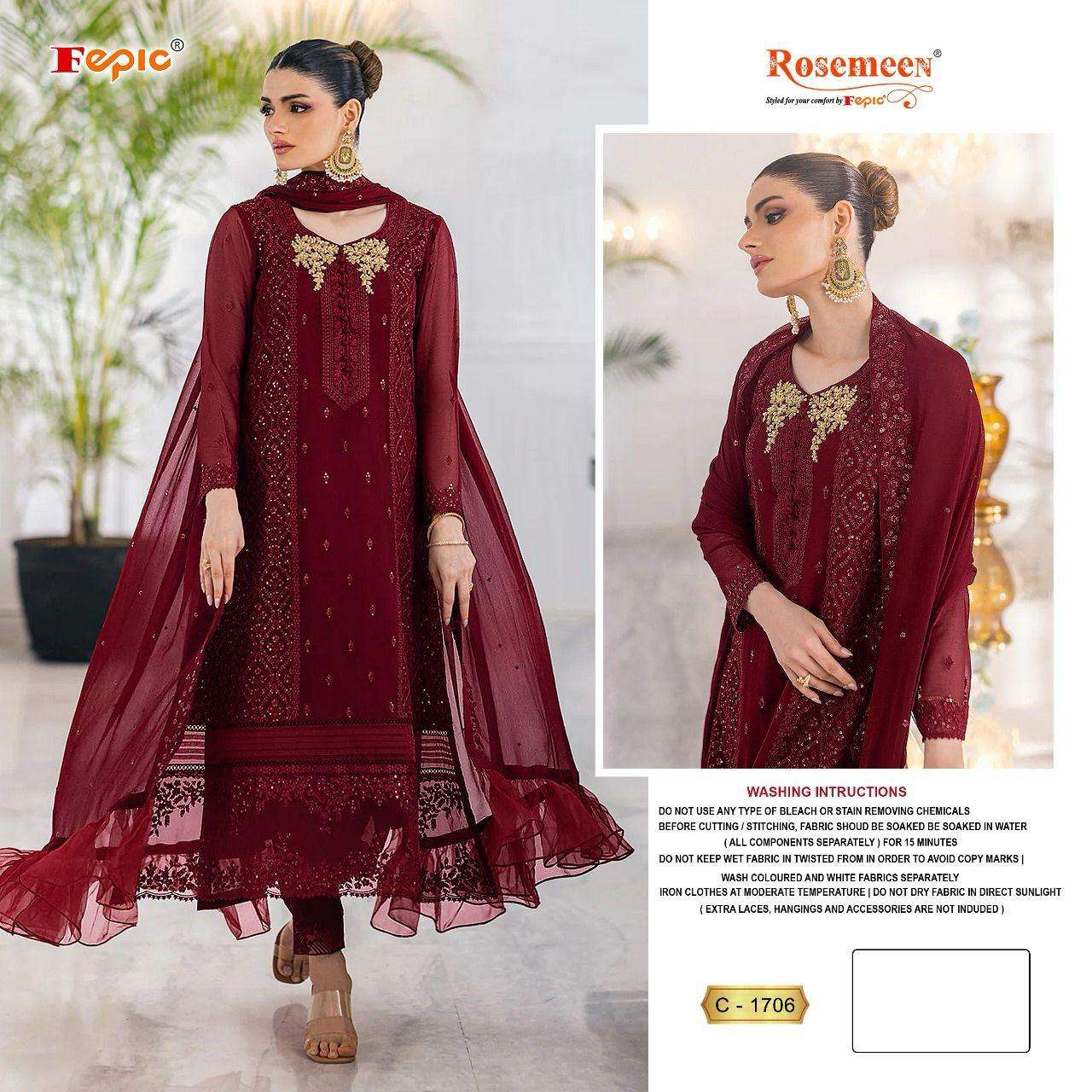 ROSEMEEN C-1706 COLOURS BY FEPIC DESIGNER GEORGETTE EMBROIDERY DRESSES