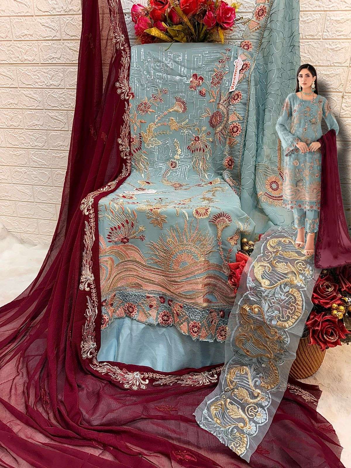 ROSEMEEN C-1708 BY FEPIC DESIGNER GEORGETTE PAKISTANI DRESSES