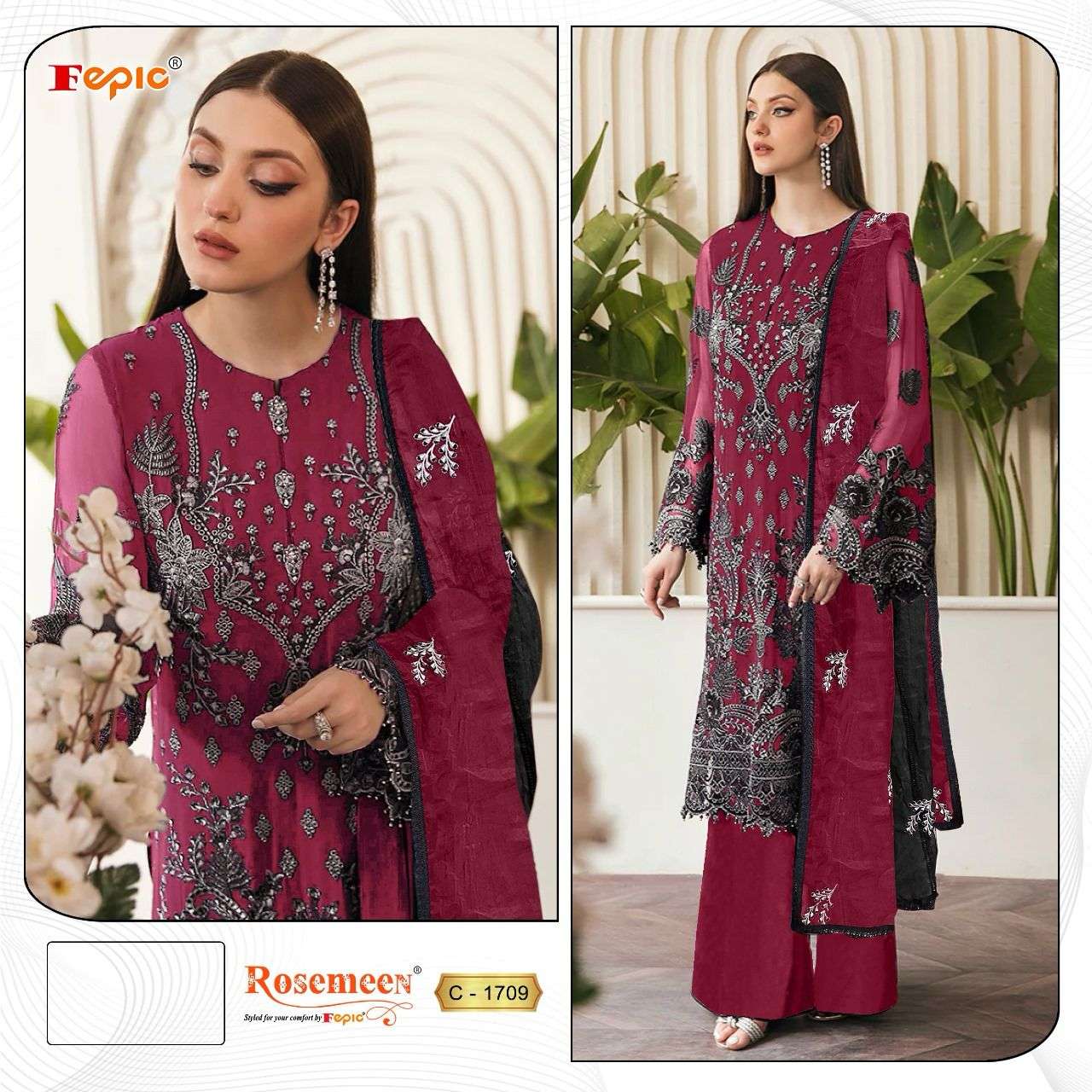 ROSEMEEN C-1709 COLOURS BY FEPIC DESIGNER GEORGETTE PAKISTANI DRESSES