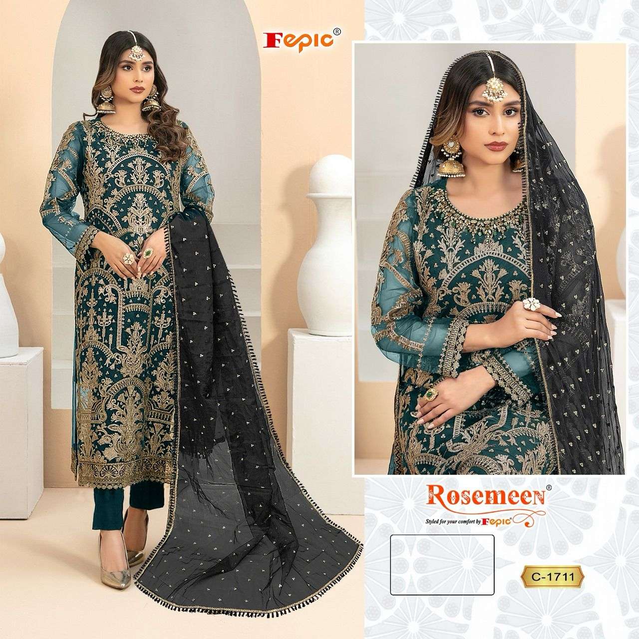 ROSEMEEN C-1711 BY FEPIC DESIGNER GEORGETTE PAKISTANI DRESSES