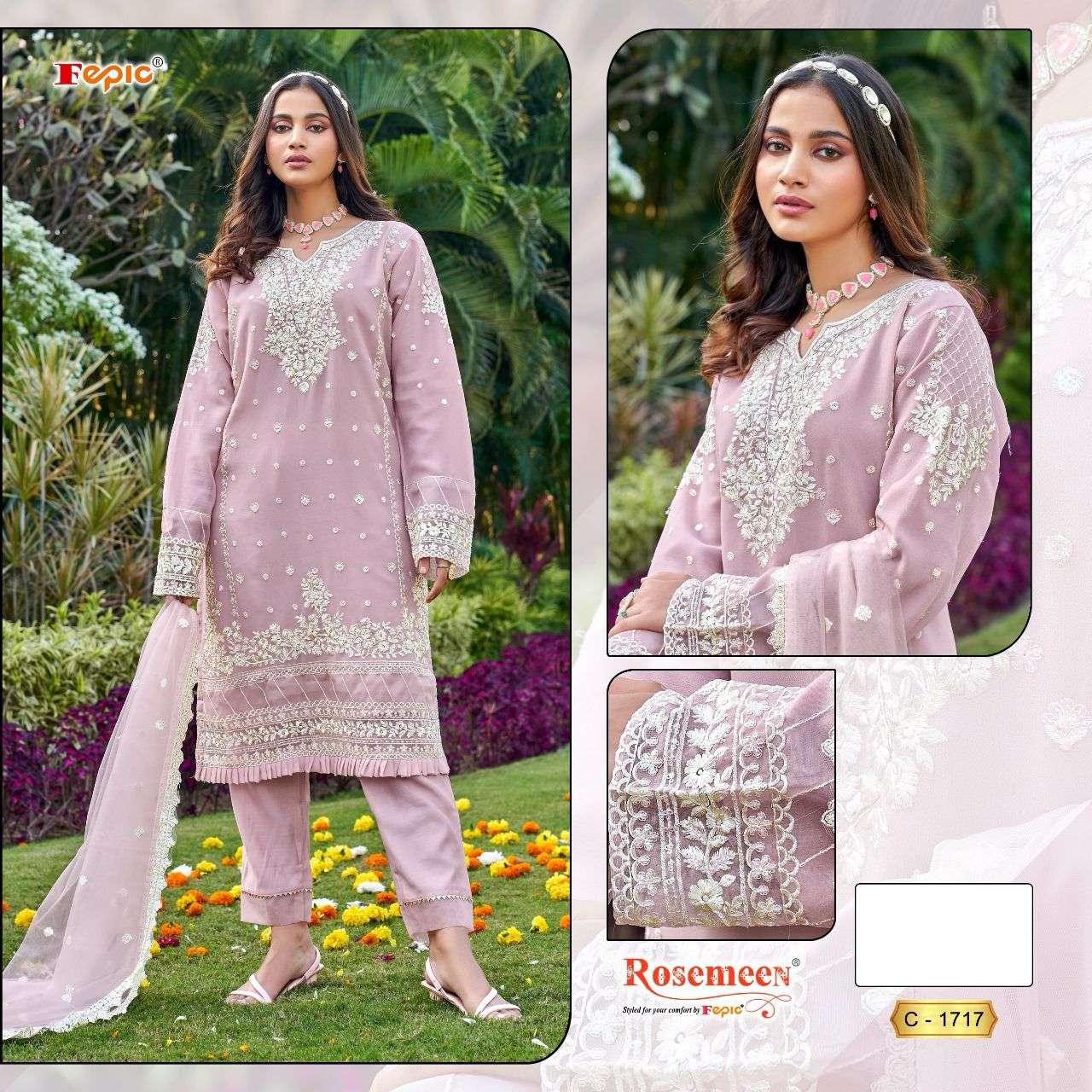 ROSEMEEN C-1717 COLOURS BY FEPIC DESIGNER GEORGETTE EMBROIDERY DRESSES