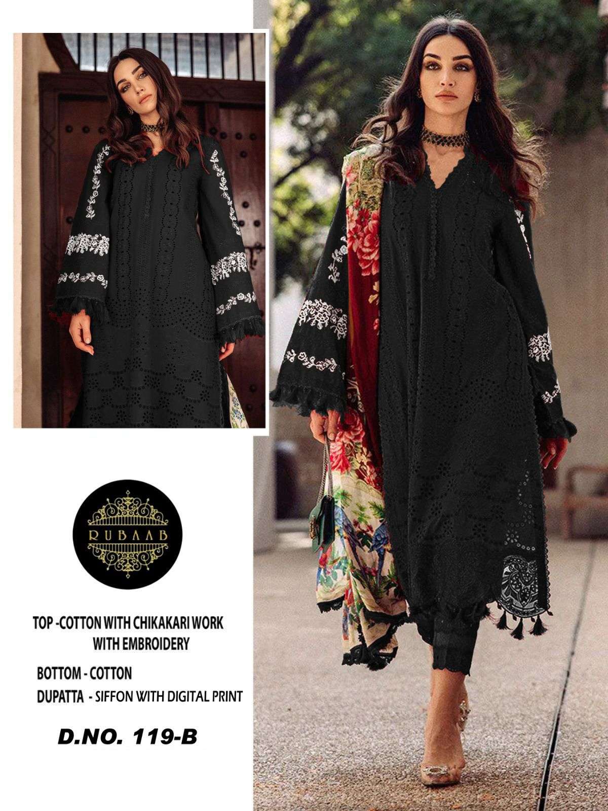 RUBAAB 119-B BY ASLIWHOLESALE DESIGNER CAMBRIC COTTON DRESSES