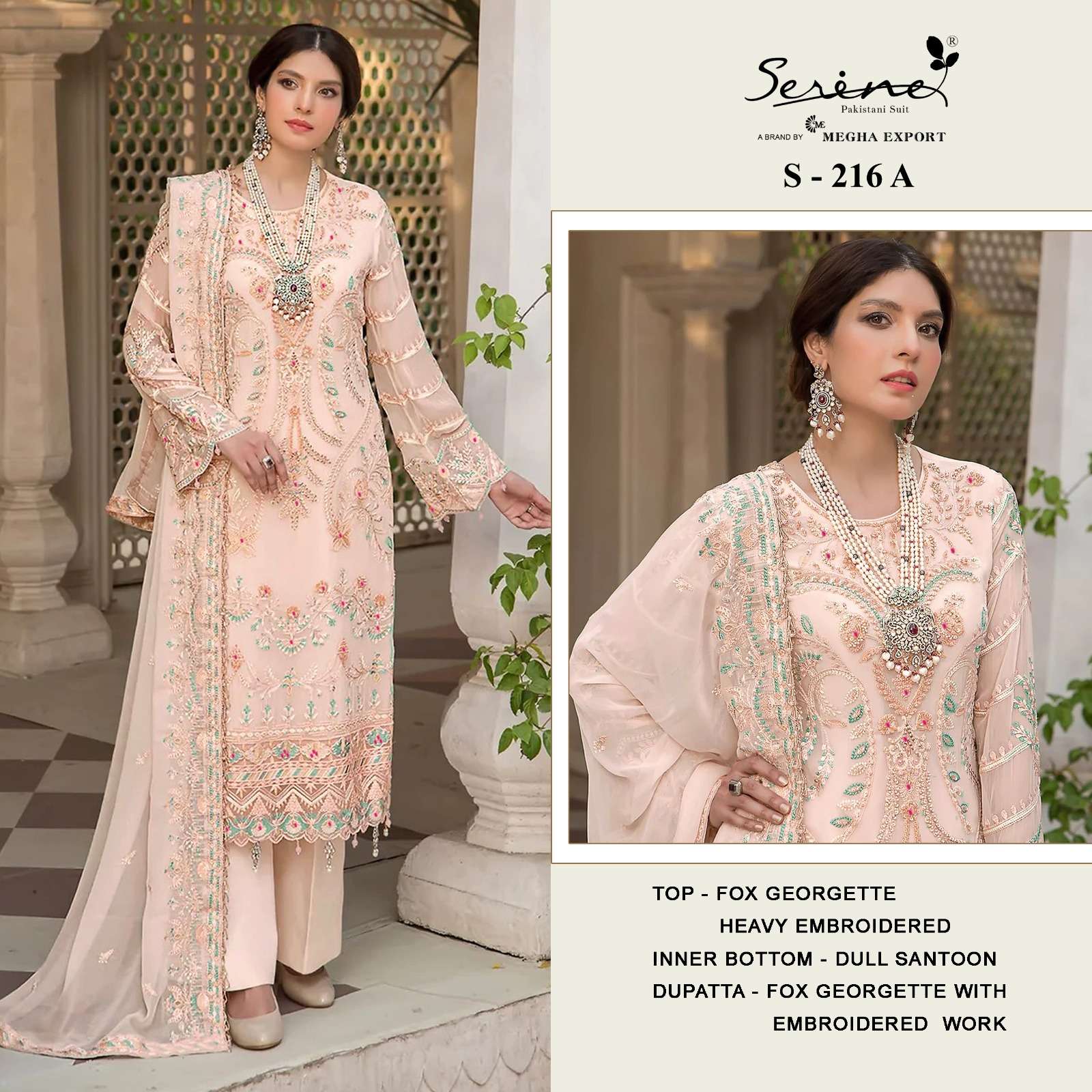 S-216 COLOURS BY SERENE DESIGNER FAUX GEORGETTE EMBRODERY PAKISTANI DRESSES