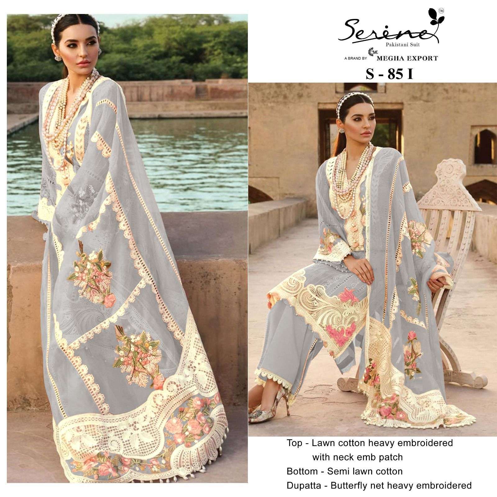 S-85 COLOURS BY SERENE 85-I TO 85-M SERIES COTTON EMBROIDERY PAKISTANI DRESS