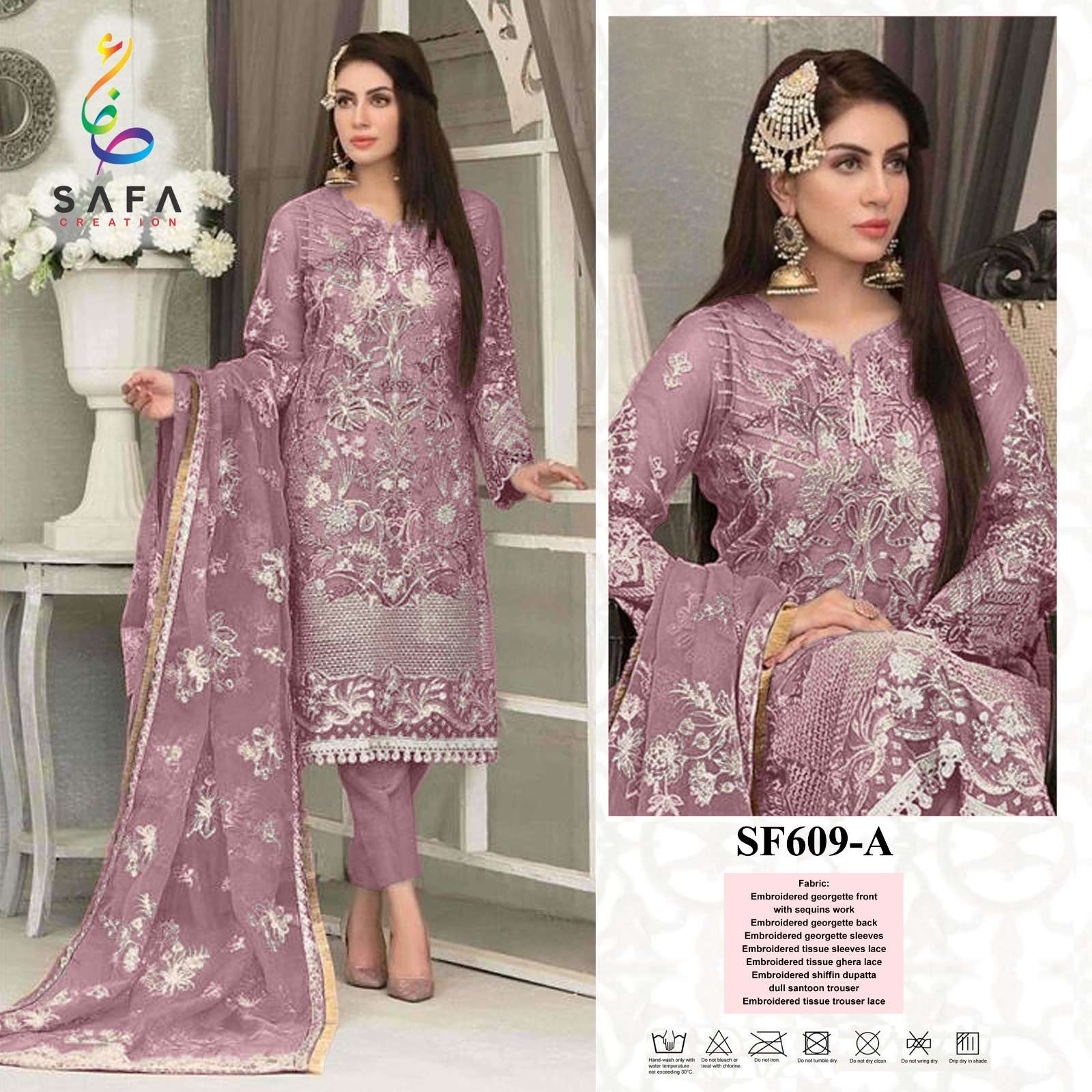 SAFA 609 COLOUR BY SAFA CREATION DESIGNER FAUX GEORGETTE DRESSES