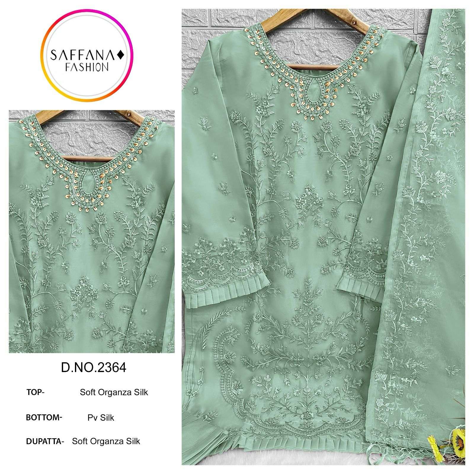 SAFFANA 2364 COLOURS BY ASLIWHOLESALE ORGANZA EMBROIDERY PAKISTANI DRESSES