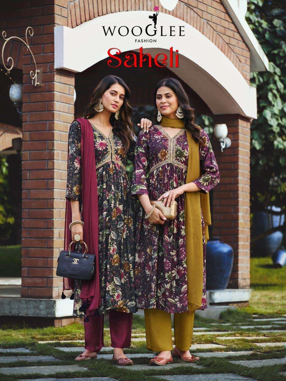 SAHELI BY WOOGLEE 1001 TO 1004 SERIES MODAL PRINT WITH WORK DRESSES