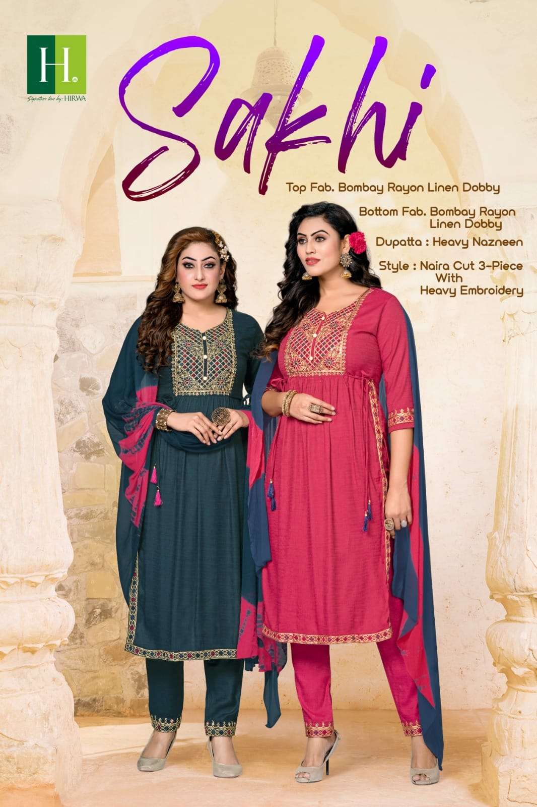 SAKHI BY H DOT 101 TO 107 SERIES DESIGNER RAYON PRINT EMBROIDERY DRESSES