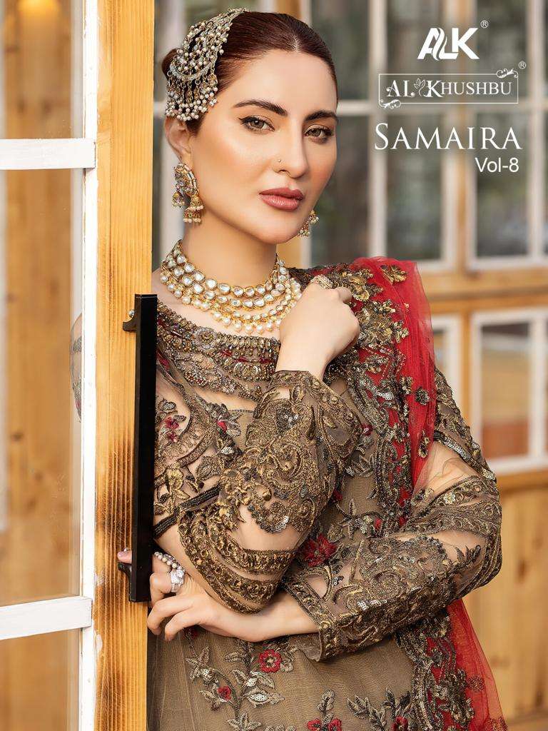 SAMAIRA VOL-8 BY AL KHUSHBU 4076 TO 4079 SERIES GEORGETTE WORK PAKISTANI DRESSES