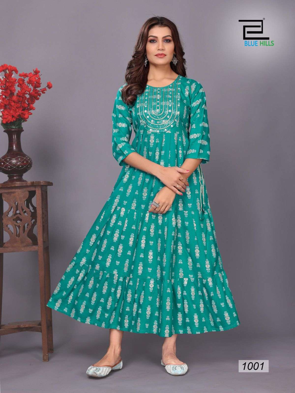 SARFANAZ VOL-10 BY BLUE HILLS DESIGNER RAYON 14 KG FOIL PRINT KURTIS