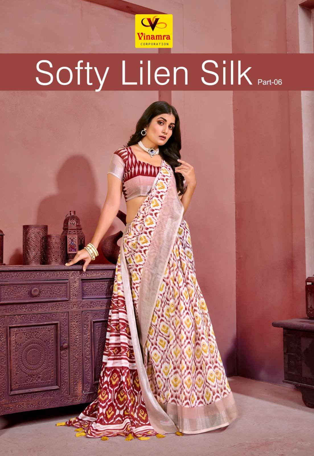 SOFTY LILEN SILK VOL-6 BY VINAMRA DESIGNER SOFT LINEN SILK PRINTED SAREES