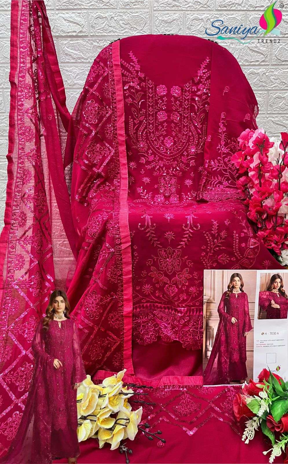 ST-7030 COLOURS BY SANIYA TRENDZ FAUX GEORGETTE PAKISTANI DRESSES