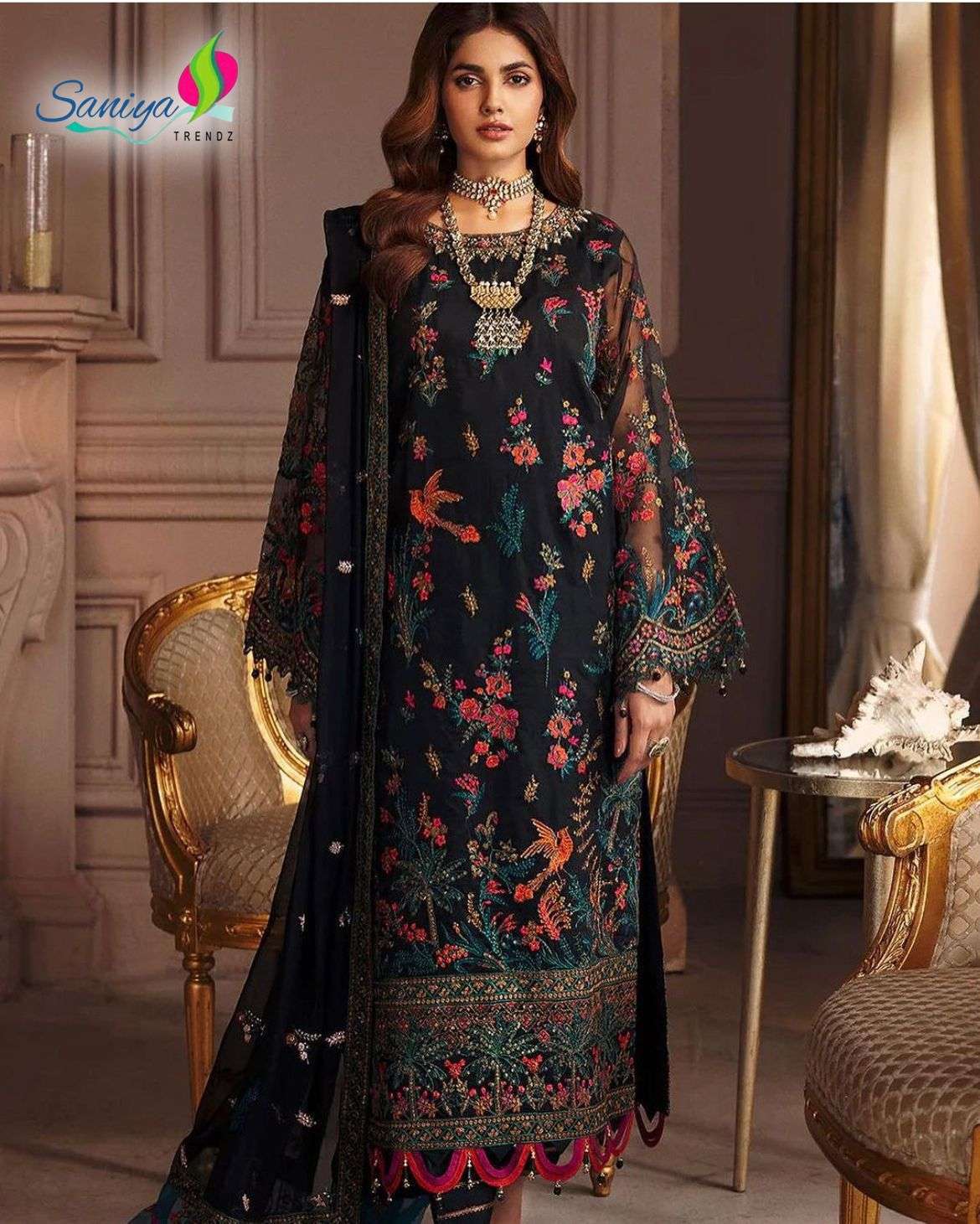 ST-7034 HIT DESIGN BY SANIYA TRENDZ FAUX GEORGETTE PAKISTANI DRESSES