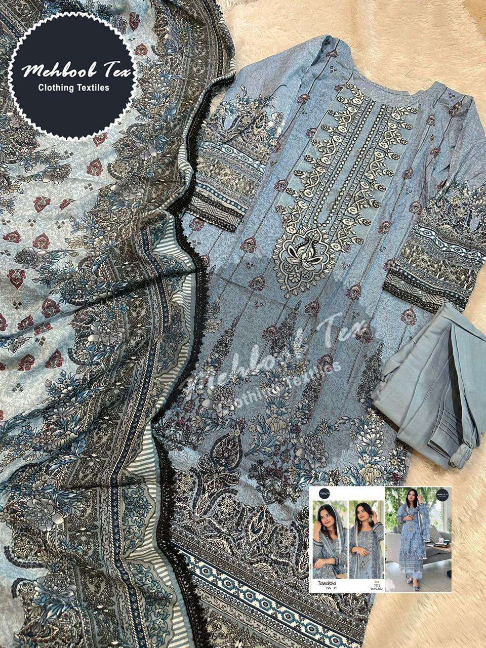 TAWAKKAL 1172 BY MEHBOOB TEX HEAVY COTTON EMBROIDERED DRESSES