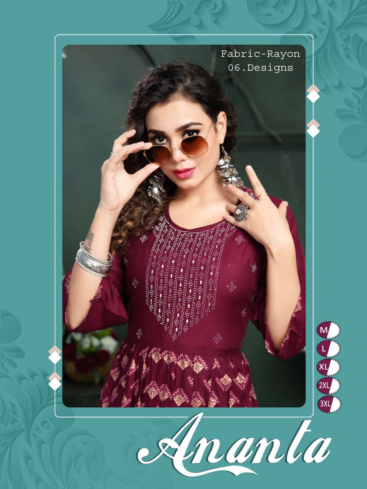 TRENDY ANANTA BY ASLIWHOLESALE DESIGNER RAYON EMBROIDERY KURTIS