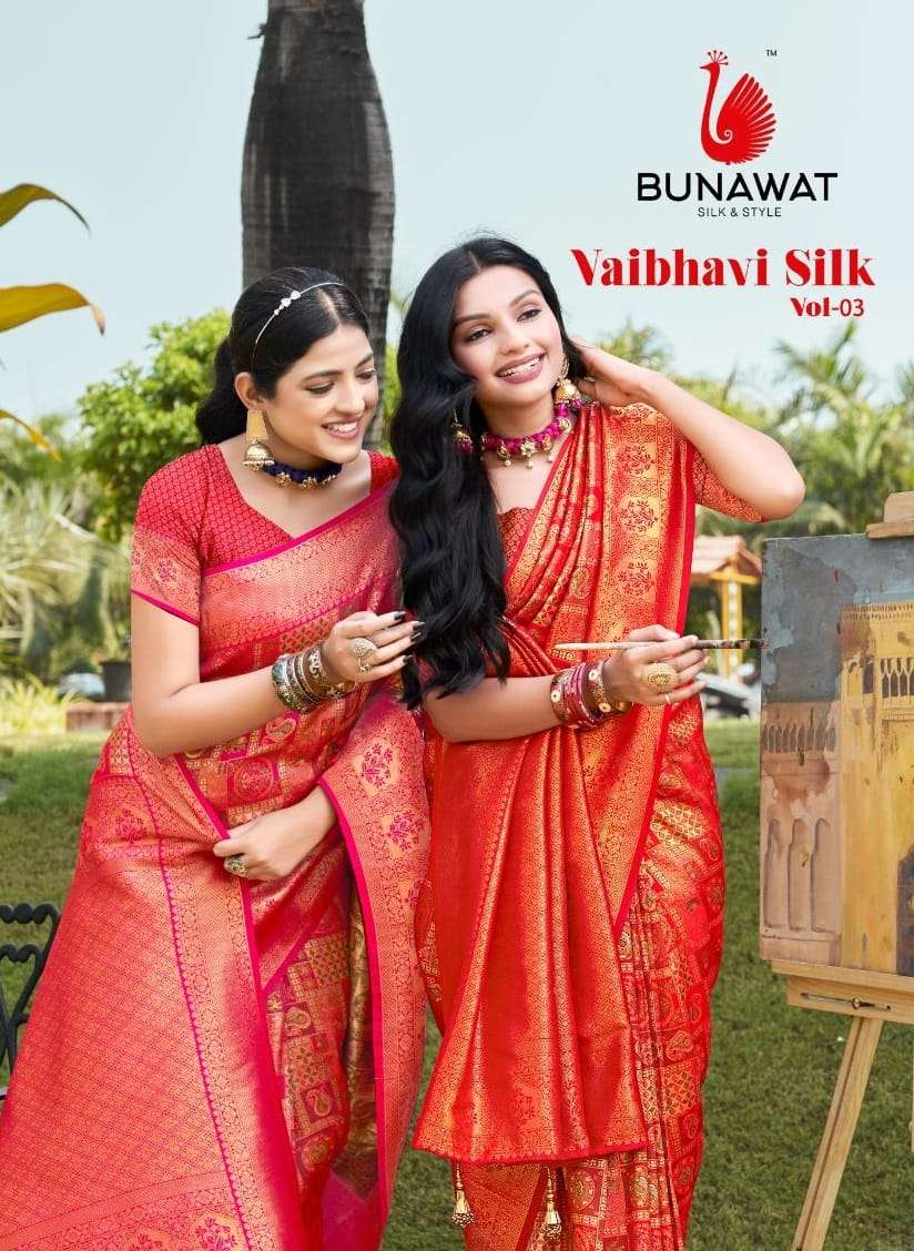 VAIBHAVI SILK VOL-03 BY BUNAWAT 1001 TO 1004 SERIES KANJIVARAM SILK WORK SAREES