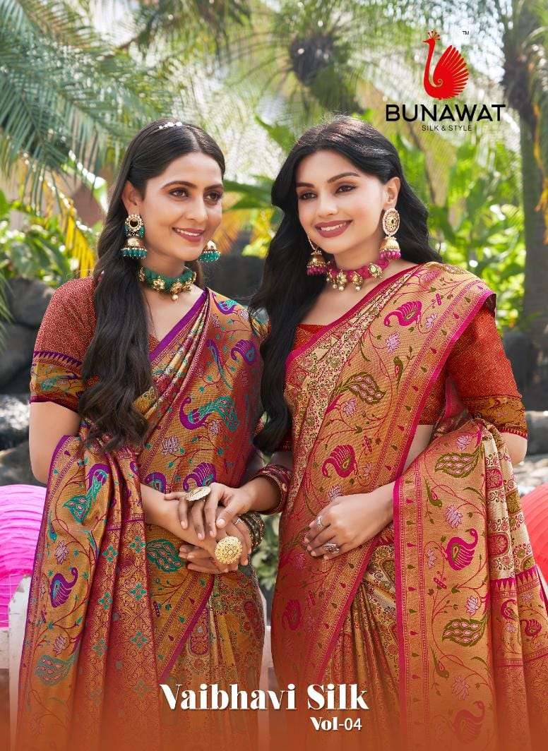 VAIBHAVI SILK VOL-04 BY BUNAWAT 1001 TO 1004 SERIES KANJIVARAM SILK WORK SAREES