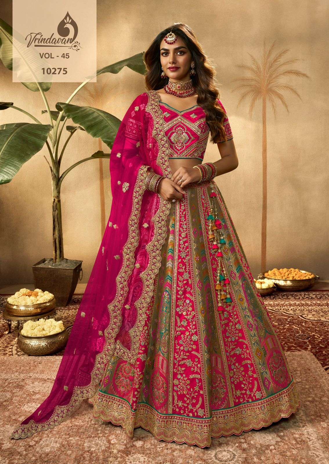 VRINDAVAN VOL-45 BY VRINDAVAN 10275 TO 10280 SERIES SILK WORK LEHENGAS